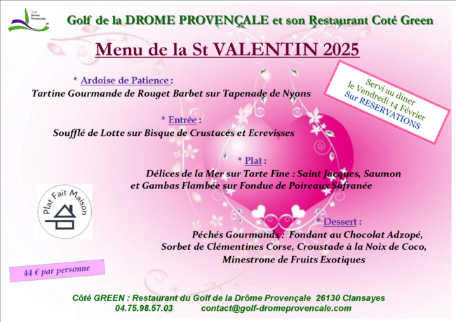 Menu Saint VALENTIN 2025